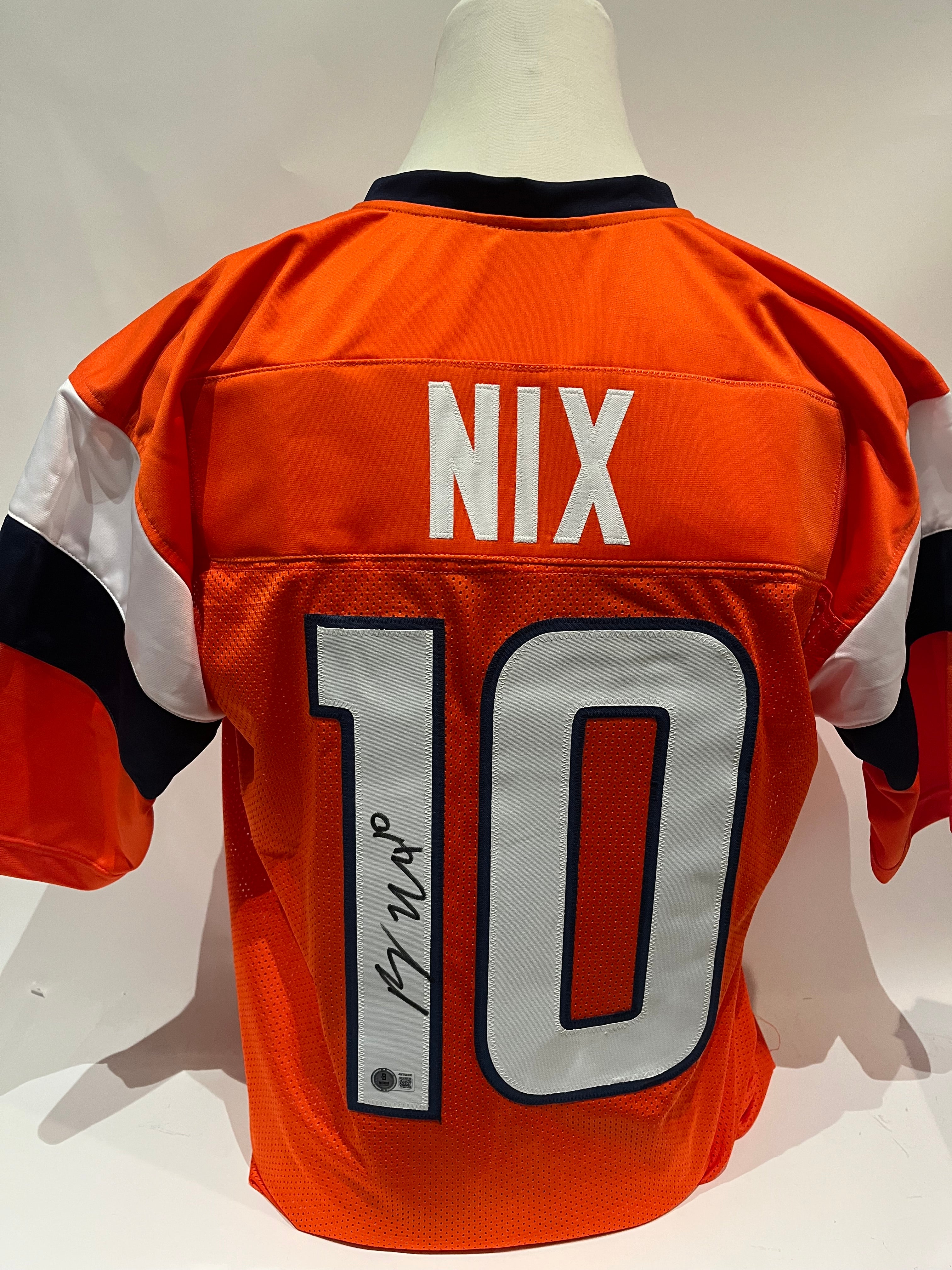 Bo Nix Denver Broncos Autographed Orange Custom Jersey BAS COA