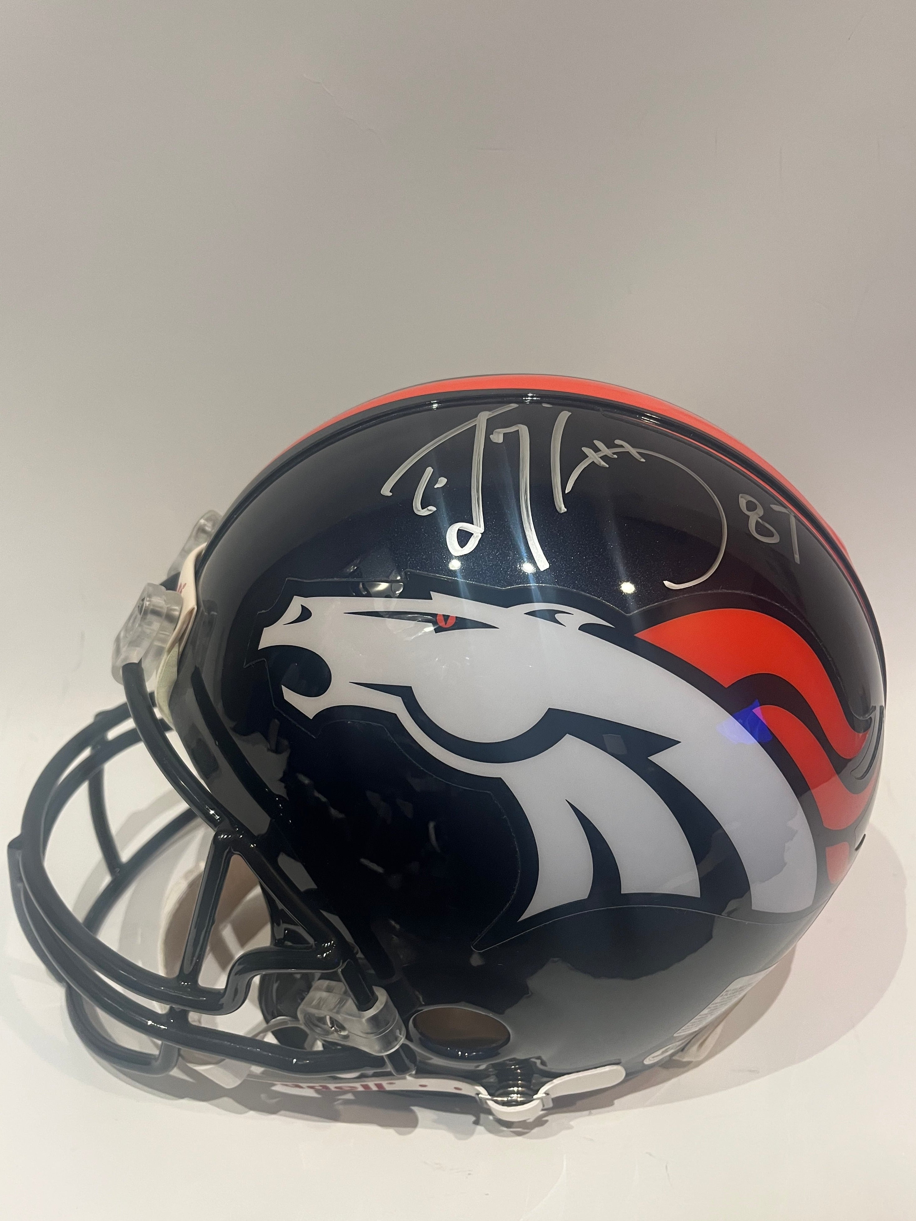 Ed McCaffrey Autographed Denver Broncos Navy Pro Helmet | BAS COA