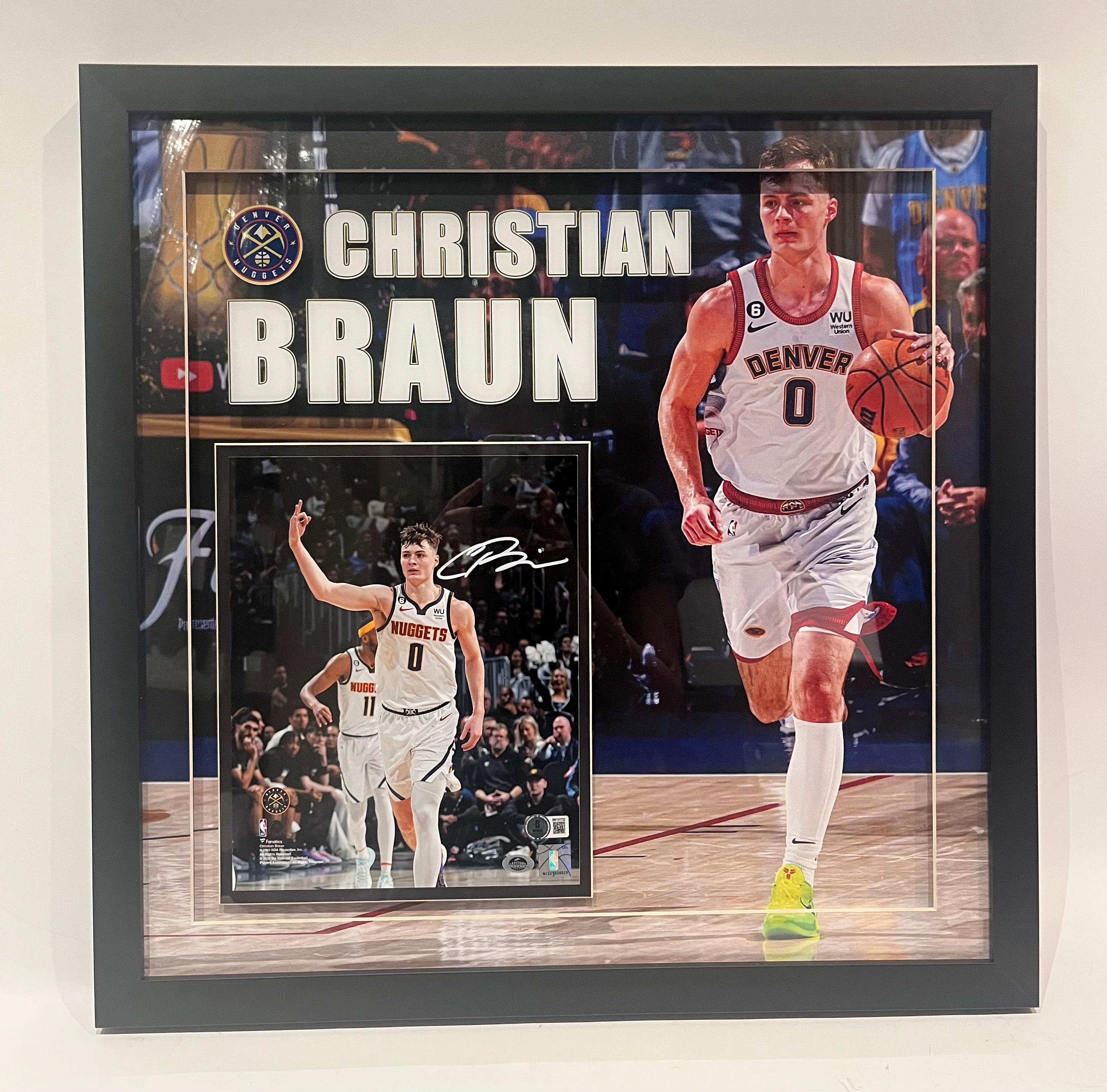 Christian Braun Autographed Denver Nuggets 8x10 Photo – 3D Framed | BAS COA