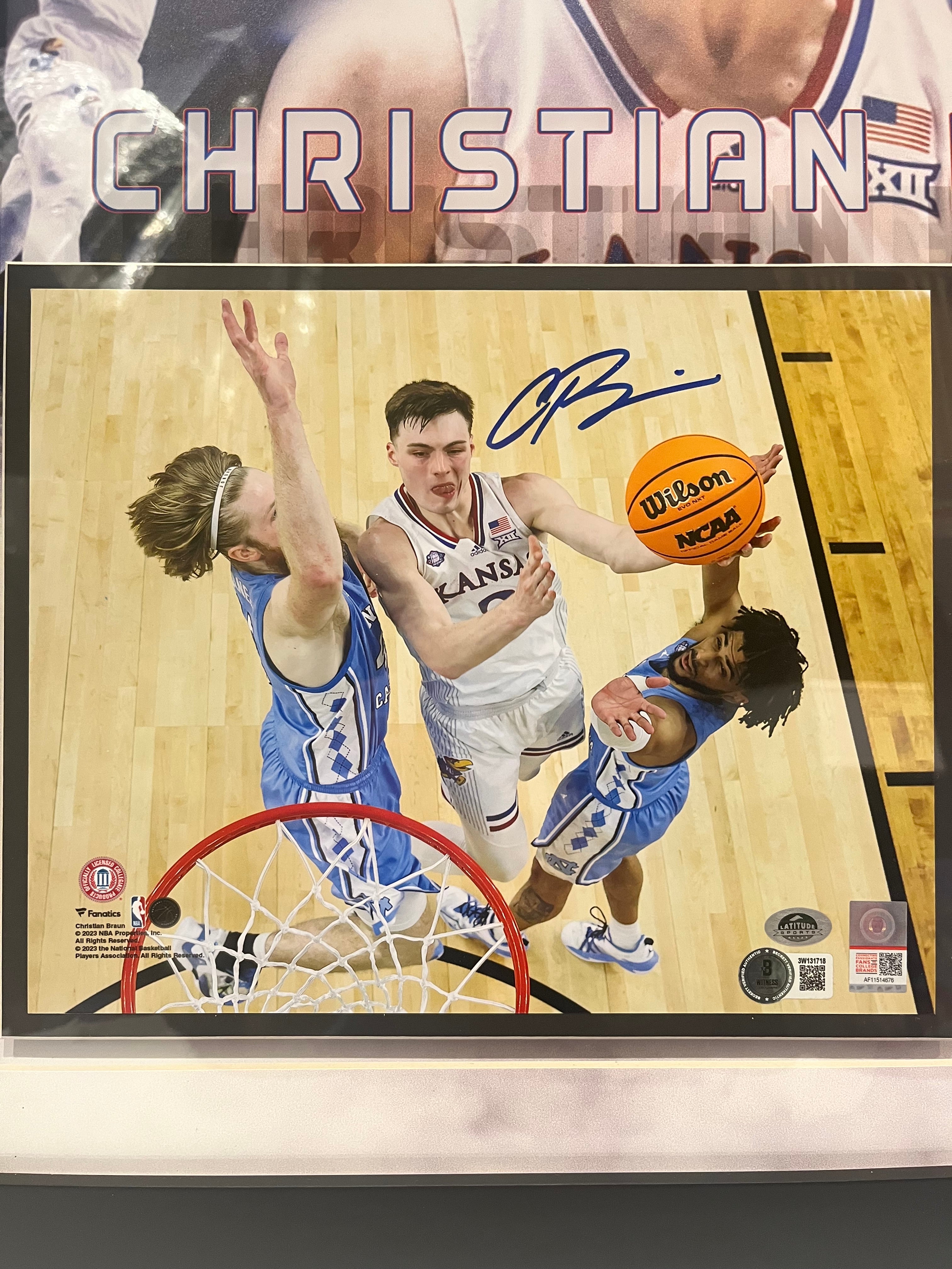 Christian Braun Autographed Kansas Jayhawks 8x10 Photo – 3D Framed | BAS COA