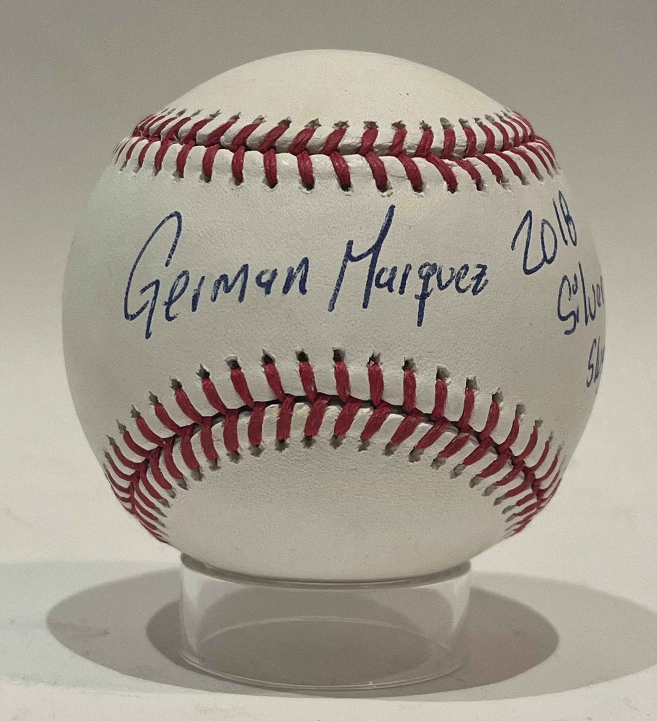 Germán Márquez Autographed & Inscribed "2018 Silver Slugger" Baseball | Full Name Signature | LSM COA