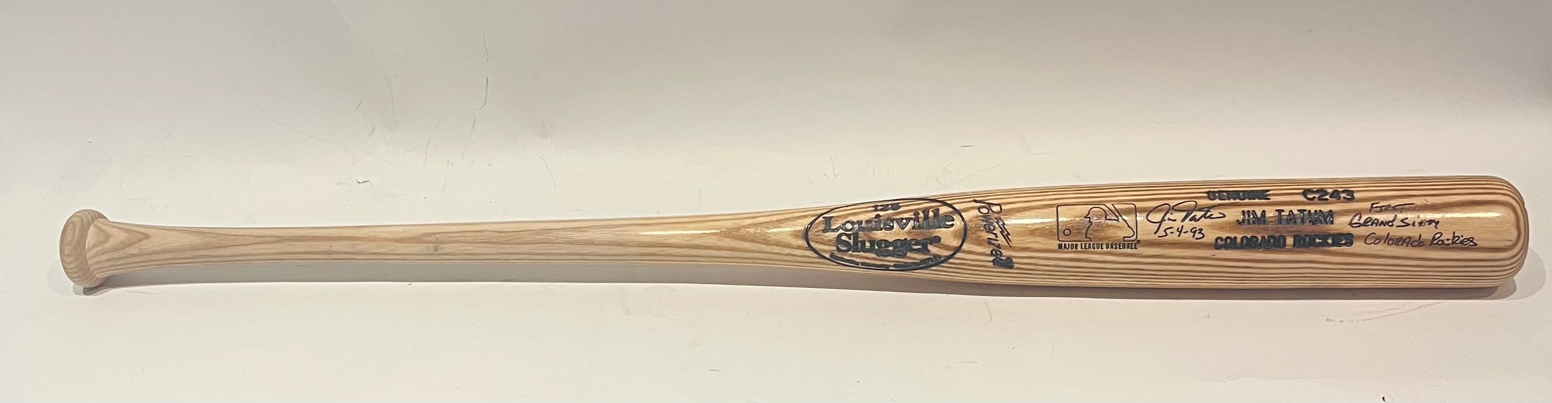 Jim Tatum Autographed Louisville Slugger Bat – Inscribed "First Ever Rockies Grand Slam" | Colorado Rockies | JSA COA