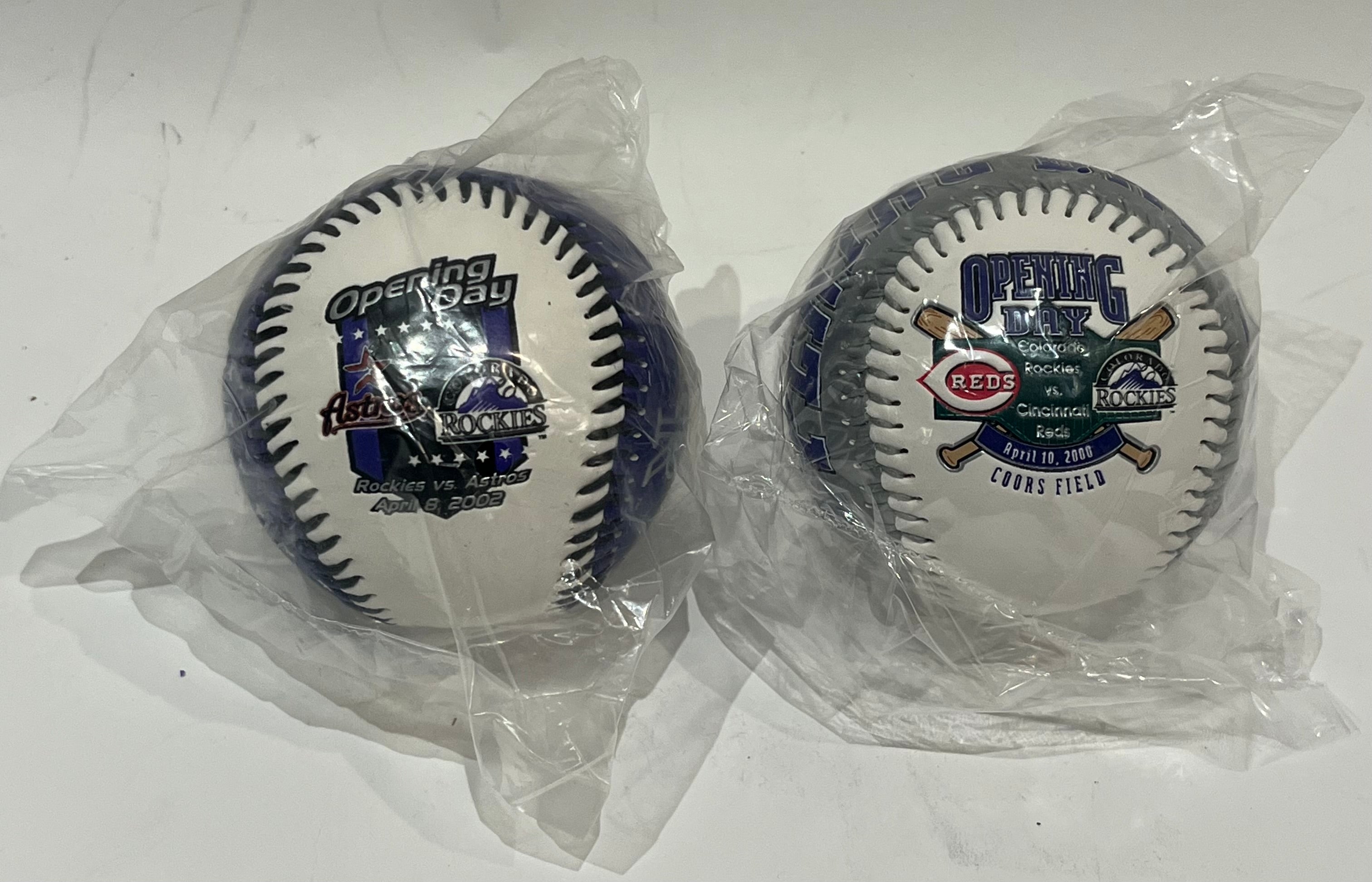 2 Colorado Rockies Opening Day Baseballs | Reds 2000 & Astros 2002
