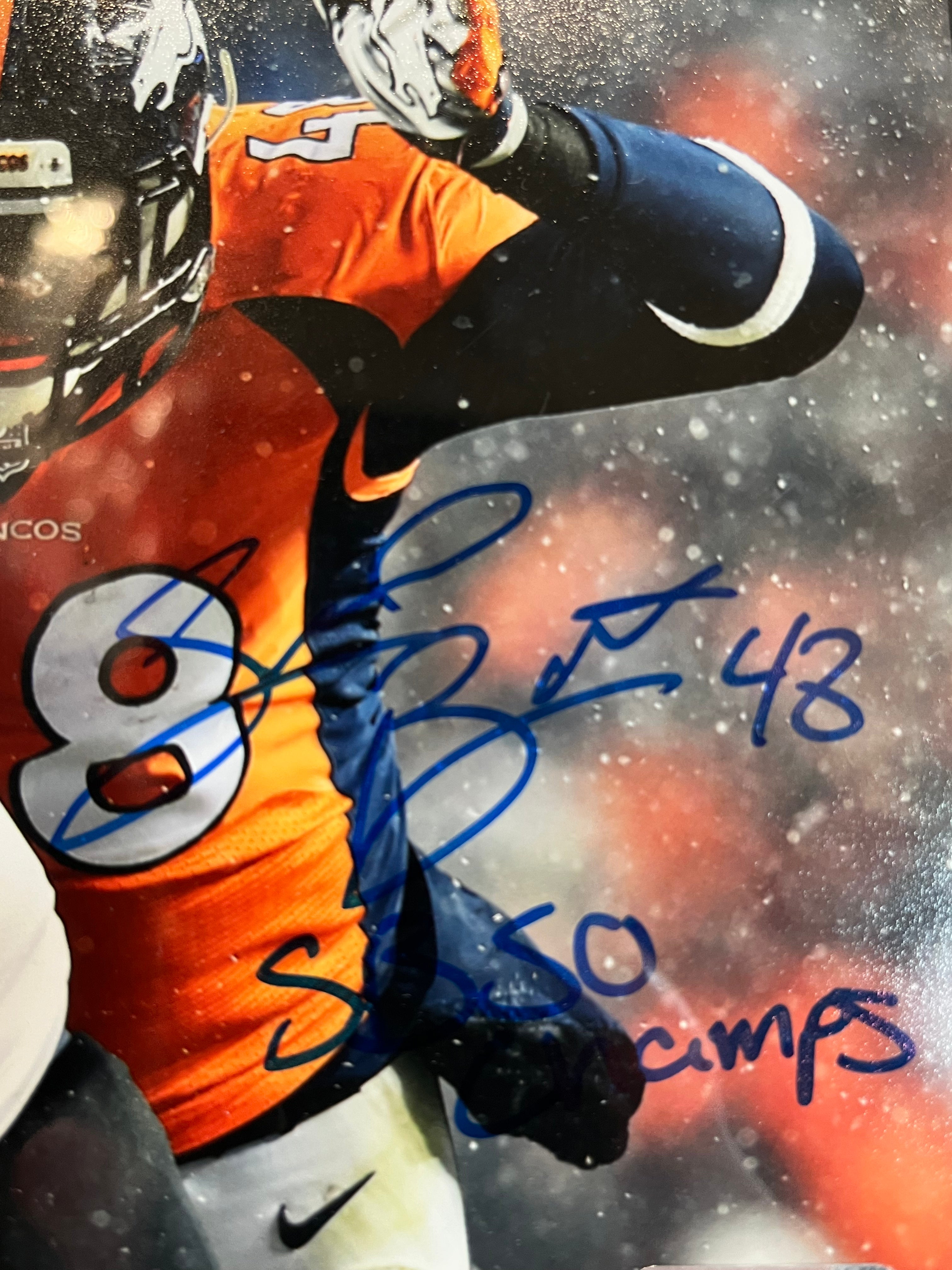 Shaq Barrett Autographed/Inscribed Denver Broncos 10x8 Photo/Plaque JSA COA - Latitude Sports Marketing