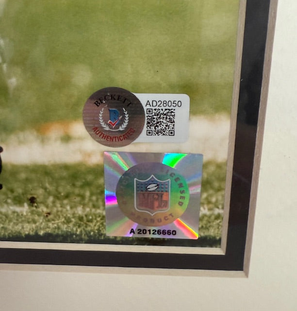 Ed McCaffrey Autographed 8x10 Photo Navy Jersey Framed Beckett COA