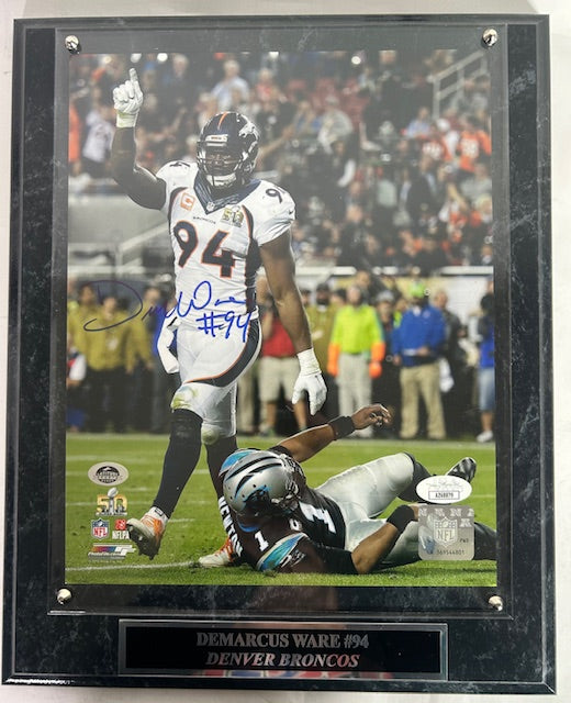 Demarcus Ware Autographed 8x10 Photo with Plaque JSA COA