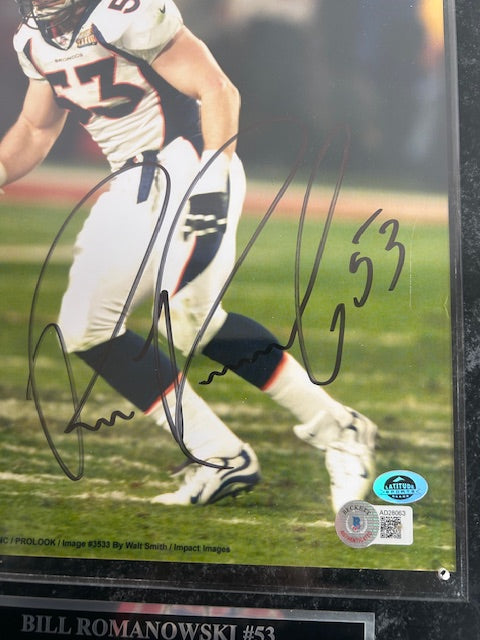 Bill Romanowski Autographed 8×10 Photo with Plaque – Beckett COA | 4x Super Bowl Champion