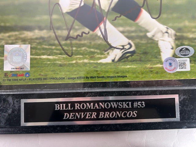 Bill Romanowski Autographed 8×10 Photo with Plaque – Beckett COA | 4x Super Bowl Champion