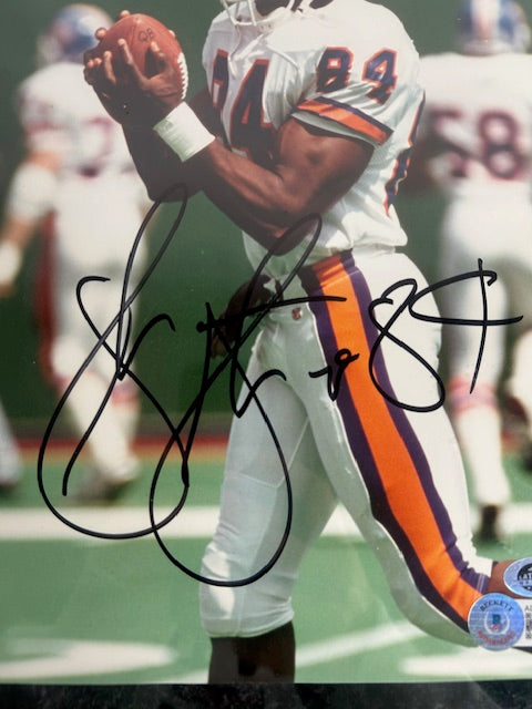 Shannon Sharpe Autographed 8x10 White Jersey Photo with Plaque Beckett COA