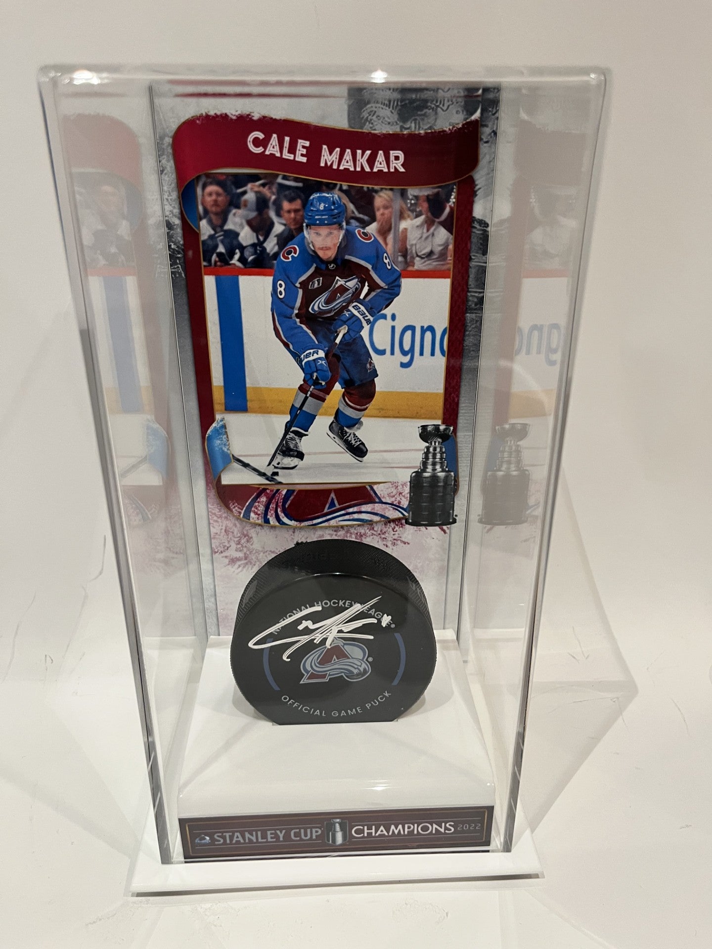 Cale Makar Game Puck With Tall Case - Latitude Sports Marketing
