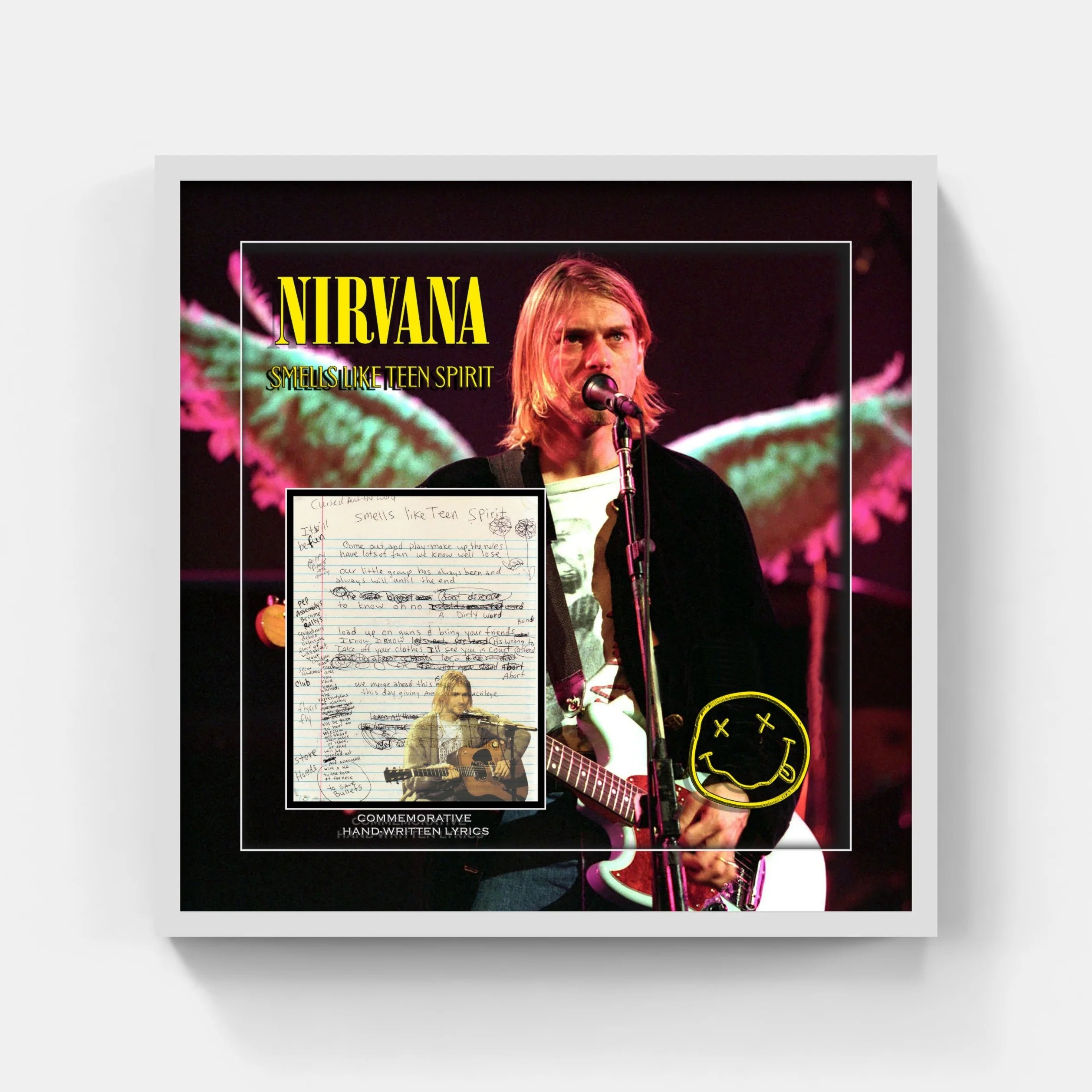 NIRVANA KURT COBAIN COMMEMORATIVE HAND-WRITTEN LYRICS 3D - Latitude Sports Marketing