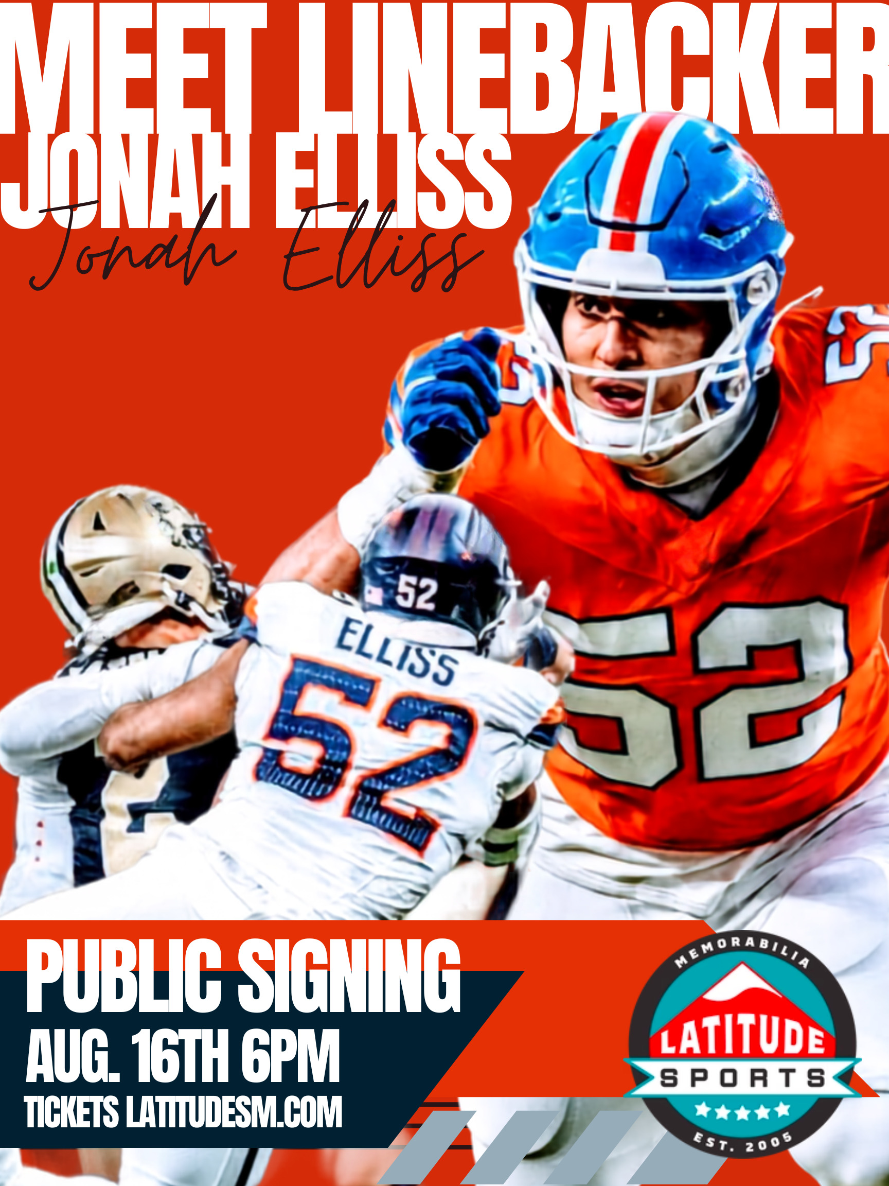 Jonah Elliss Denver Broncos Mail In Signing Ticket