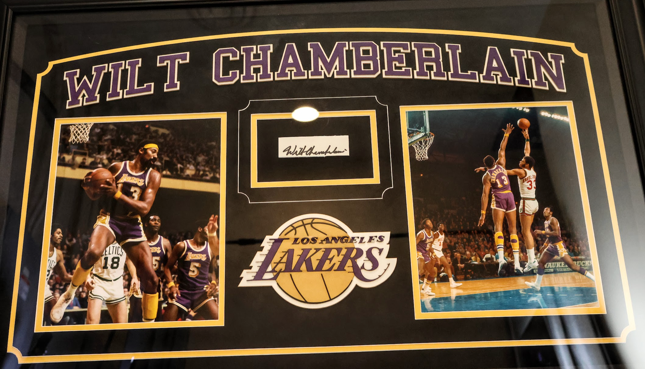 Wilt Chamberlain Autographed Photo Collage Framed
