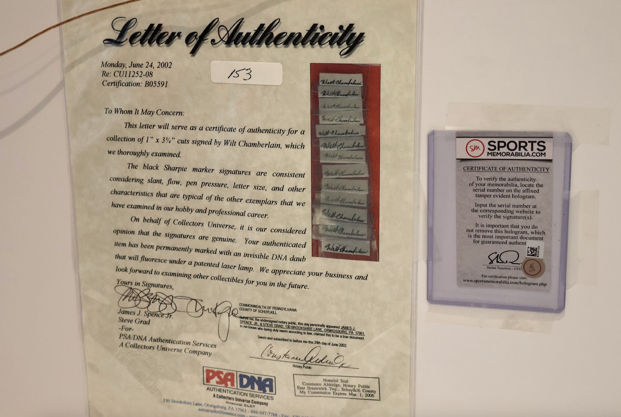 Wilt Chamberlain Autographed Photo Collage Framed