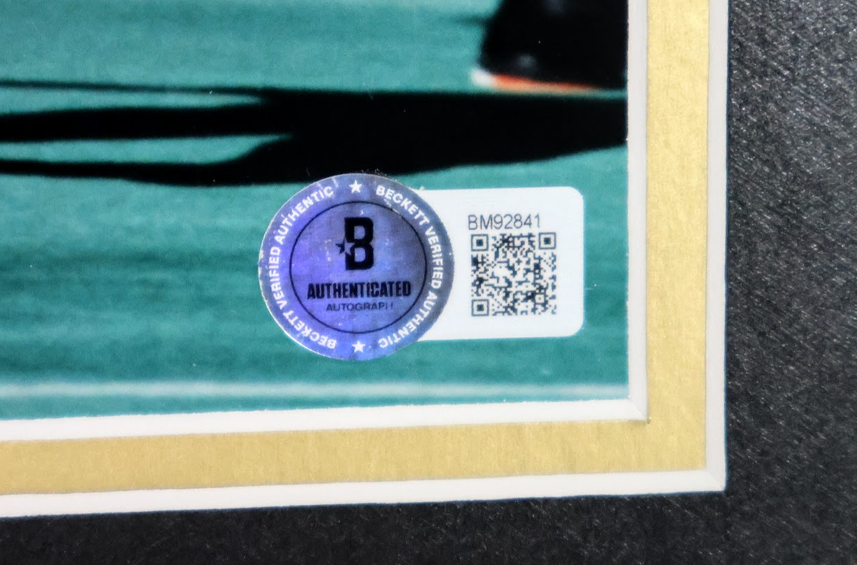 Rashaan Salam 1994 Heisman Trophy Winner Autographed 8x10 Action Shot Photo with Deluxe Frame