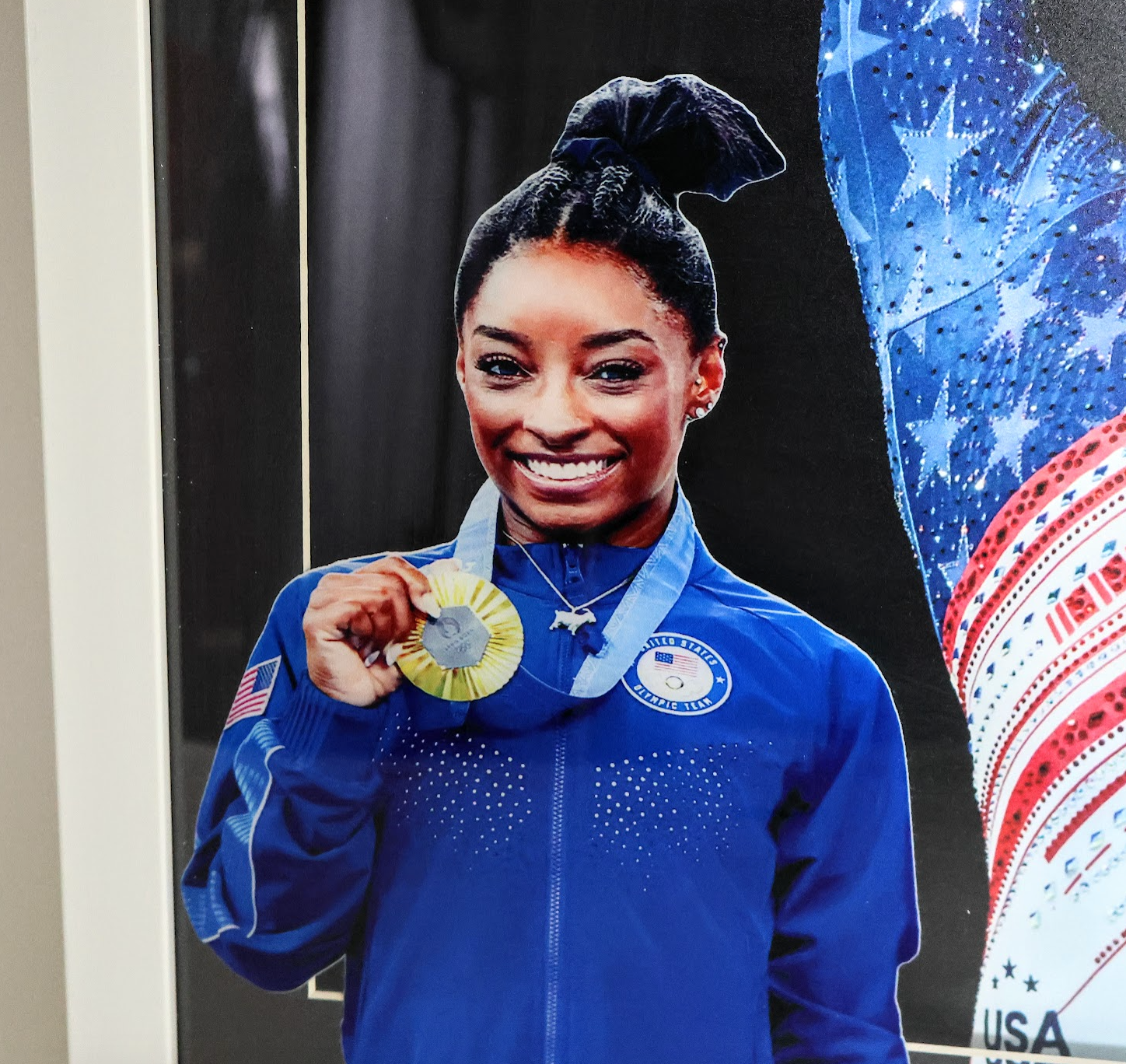 Simone Biles 2024 Paris Olympics Gold Medal – Women's All-Around & Most Decorated Gymnast in History – Laser Engraved Signature Framed