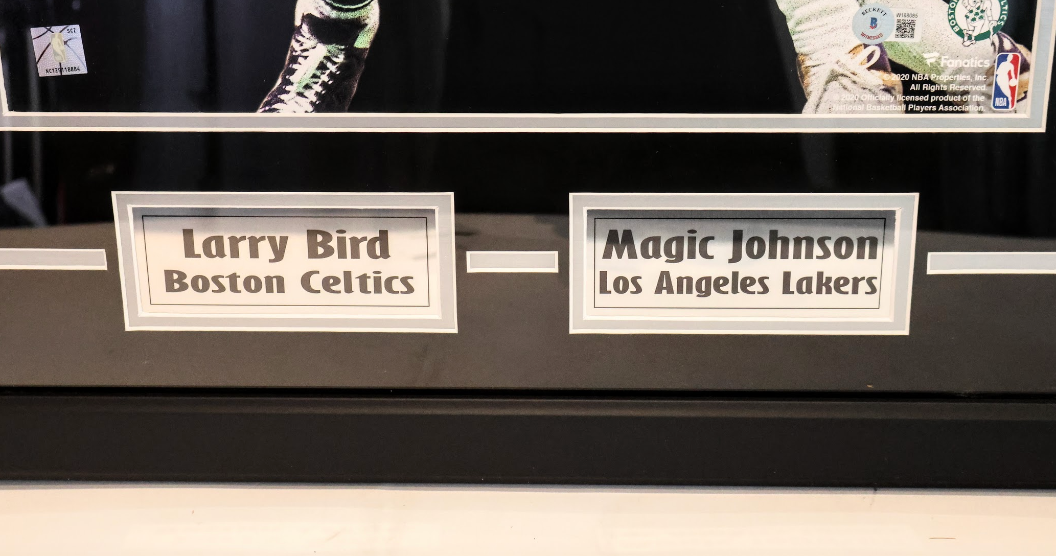 Larry Bird & Magic Johnson Autographed 16x20 Photo Framed - Beckett COA