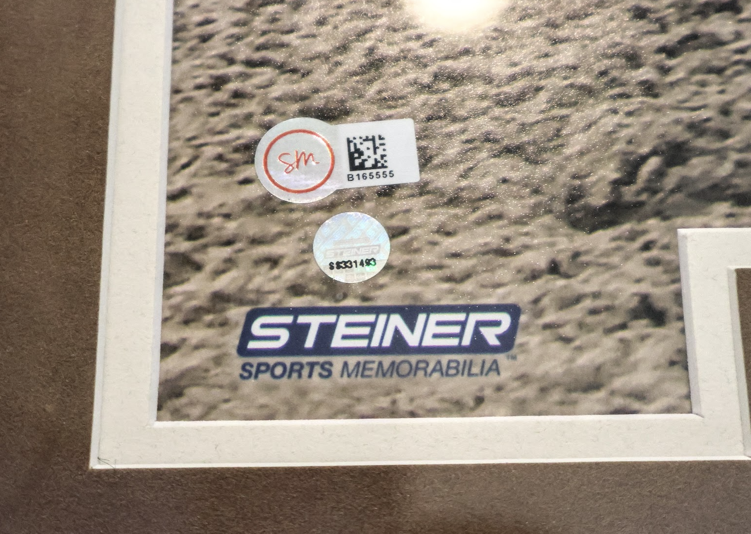 Justify Signed Michael Smith Photo with Riding Stick and Horseshoe Framed (Frame As Is)