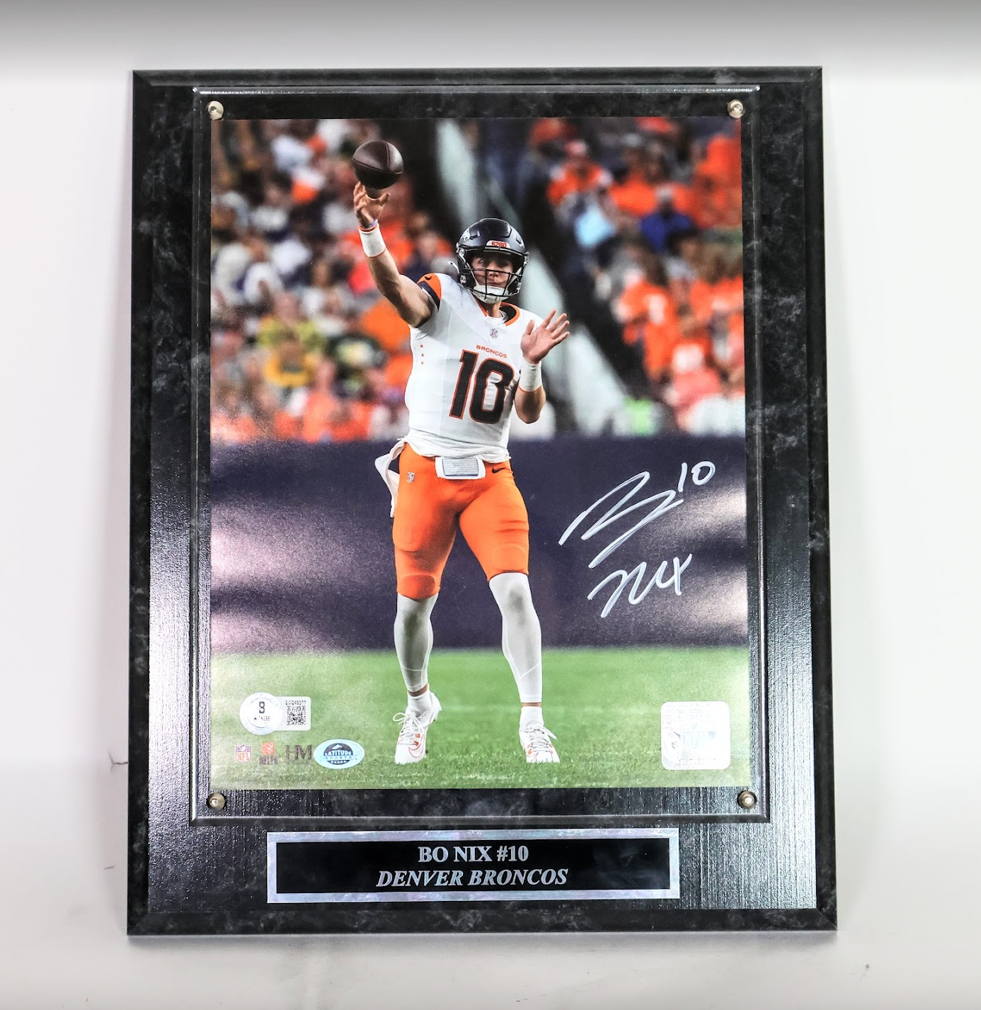 Bo Nix Autographed 8x10 Photo with Plaque - Latitude Sports Marketing