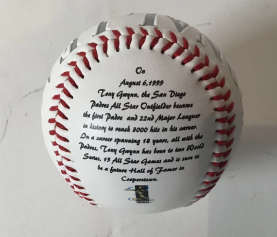 Tony Gwynn San Diego Padres 1982-2001 Rawlings HOF Baseball+Bonus 3000 Hits Ball