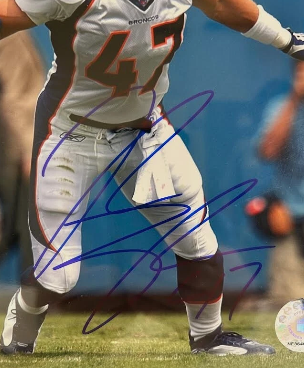 John Lynch Autographed Denver Broncos 8x10 Photo w/ Plaque JSA COA