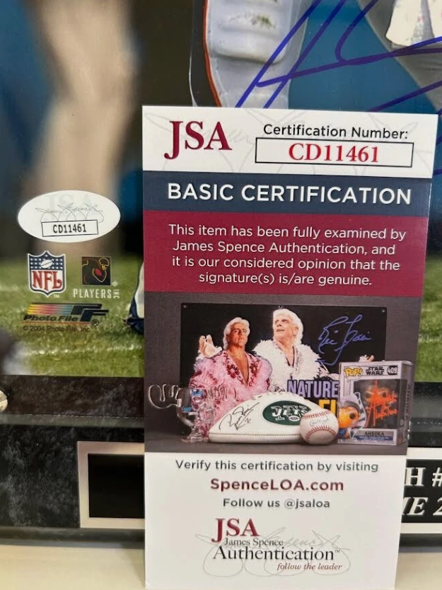 John Lynch Autographed Denver Broncos 8x10 Photo w/ Plaque JSA COA