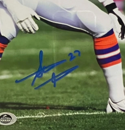 Steve Atwater Autographed Denver Broncos 8x10 Photo w/ Plaque Beckett COA
