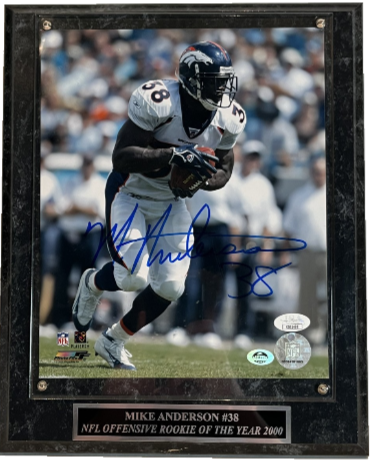 Mike Anderson Autographed Denver Broncos 8x10 Photo/Plaque JSA COA - Latitude Sports Marketing