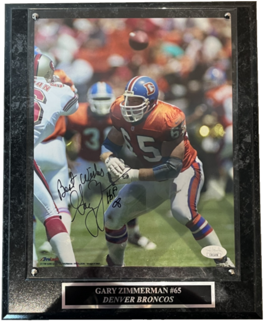 Gary Zimmerman Autographed Denver Broncos 8x10 Photo/Plaque JSA COA - Latitude Sports Marketing