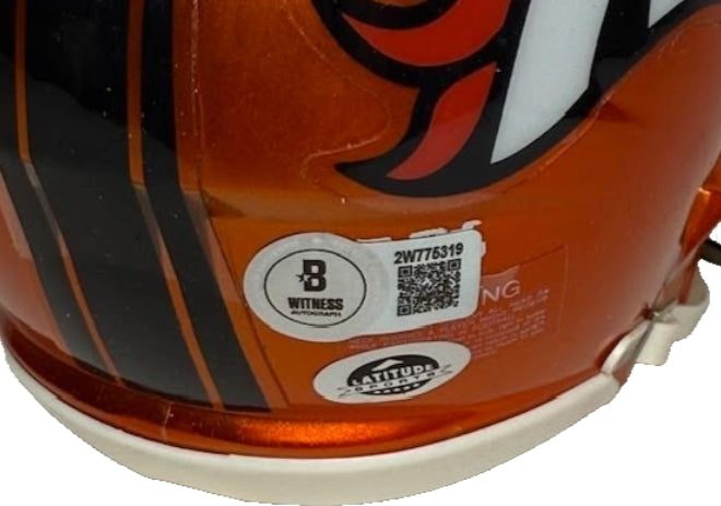 Talanoa Hufanga Autographed Denver Broncos Flash Mini Helmet BAS COA - Latitude Sports Marketing
