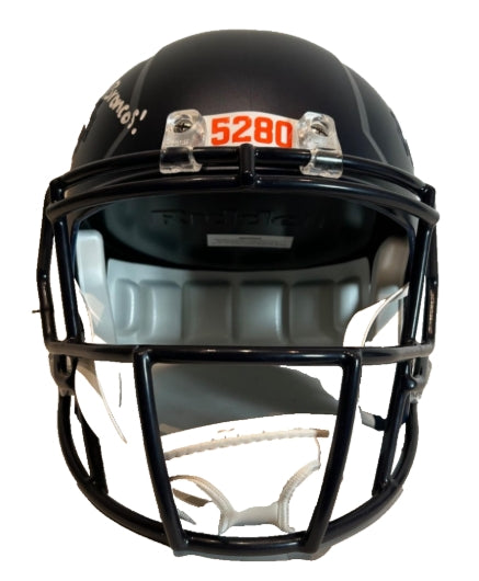 Bo Nix Autographed & Inscribed "Go Broncos" Navy 5280 Full-Size Replica Helmet BAS COA