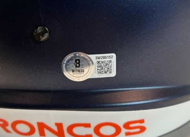 Bo Nix Autographed & Inscribed "Go Broncos" Navy 5280 Full-Size Replica Helmet BAS COA