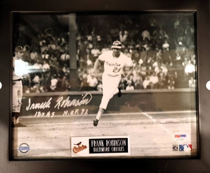 Frank Robinson Autographed 8x10 Photo w/ Inscriptions Framed PSA COA - Latitude Sports Marketing