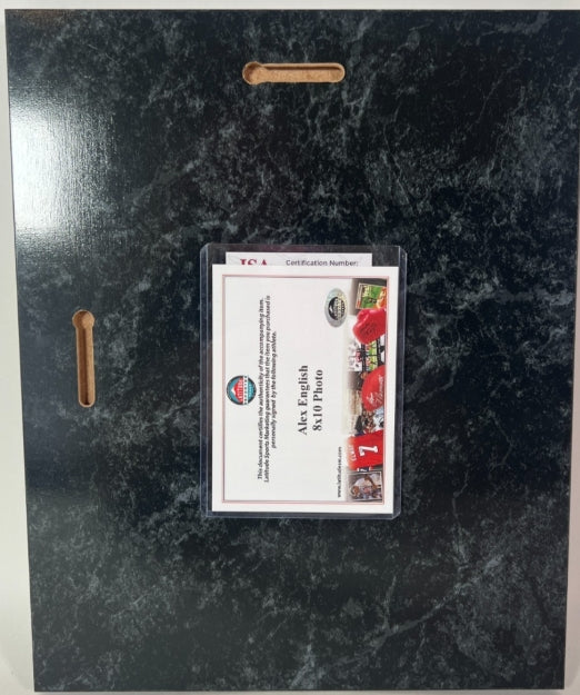 Alex English Autographed 8x10 Photo Inscribed "HOF 97" with Plaque JSA COA