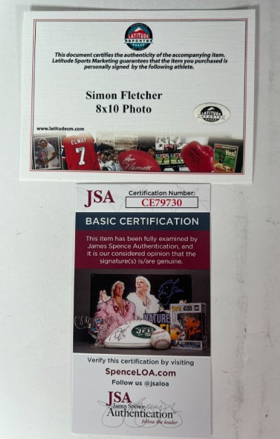 Simon Fletcher Authographed 8x10 Photo Inscribed "85-95" with Plaque JSA COA