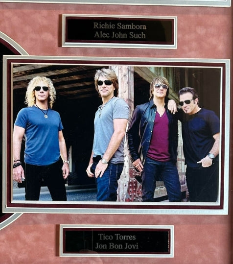Bon Jovi 4x Autographed 7800 Fahrenheit Album Collage Framed 41" x 35.5" JSA LOA - Latitude Sports Marketing