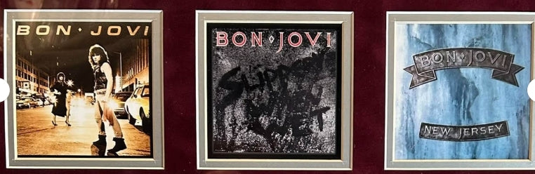 Bon Jovi 4x Autographed 7800 Fahrenheit Album Collage Framed 41" x 35.5" JSA LOA - Latitude Sports Marketing