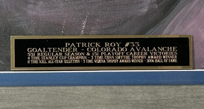 Patrick Roy Colorado Avalanche Original Oil Painting on Canvas by Travis Fortner - 26"W x 38"H Framed