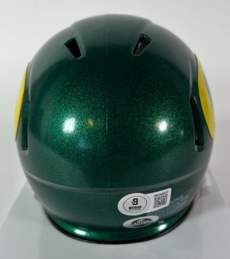 Bo Nix Autographed Oregon Ducks Riddell Mini Helmet - Beckett COA