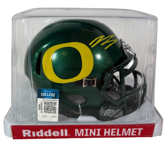 Bo Nix Autographed Oregon Ducks Riddell Mini Helmet - Beckett COA