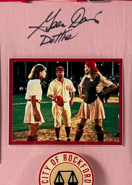A League of Their Own Framed Triple Autographed Uniform Photo Collage - Tom Hanks Geena Davis Lori Petty - Schwartz Sports Memorabilia and Beckett
