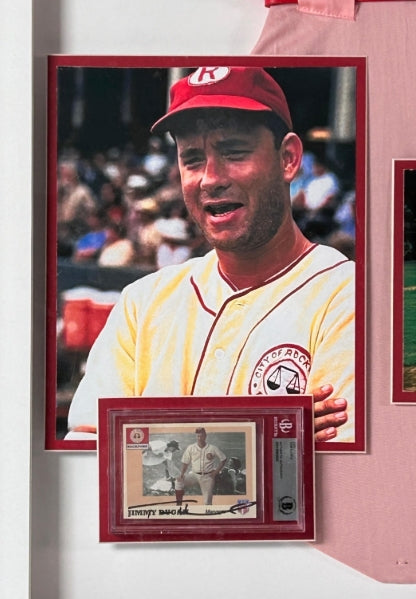 A League of Their Own Framed Triple Autographed Uniform Photo Collage - Tom Hanks Geena Davis Lori Petty - Schwartz Sports Memorabilia and Beckett