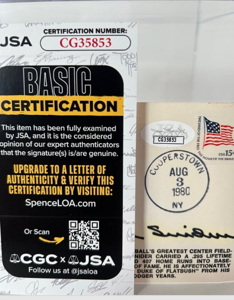 Duke Snider Signed Cooperstown Cachet Envelope - Brooklyn Dodgers HOF JSA Authenticated