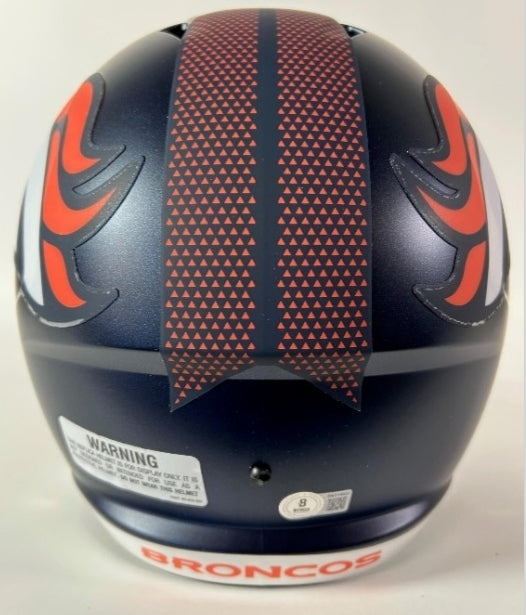 Bo Nix Autographed Navy Broncos 5280 Replica Speed Helmet Beckett COA