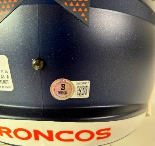 Bo Nix Autographed Navy Broncos 5280 Replica Speed Helmet Beckett COA