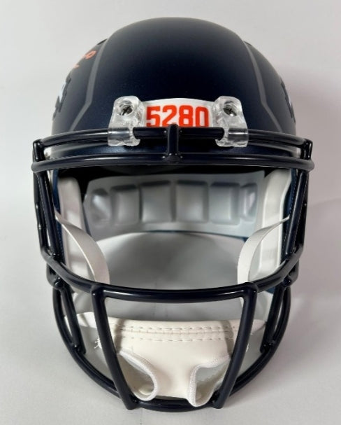 Bo Nix Autographed Navy Broncos 5280 Replica Speed Helmet Beckett COA