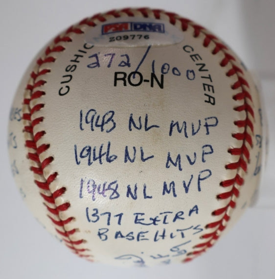 Stan Musial Autographed/Inscribed HOF '69 & Lifetime Stats Ball LE #272/1000 PSA