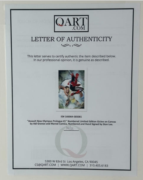 Stan Lee Autographed Assault New Olympus Prologue #1 Marvel Comics LE-14/21 (20x27)