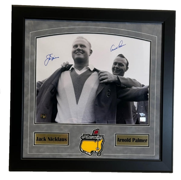 Jack Nicklaus & Arnold Palmer Autographed 16x20 Photo - 28x28 Masters Frame with Fanatics COA - Latitude Sports Marketing