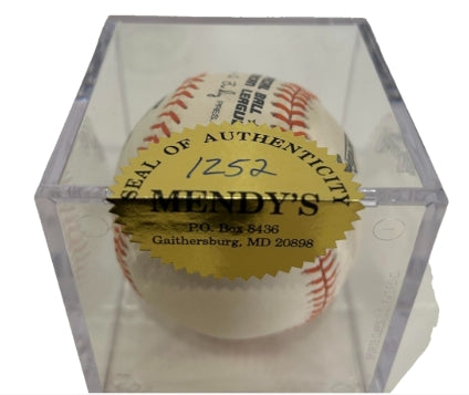 Cal Ripken, Jr. Autographed Official American League Baseball — Ironman Logo (2130-2131) | COA Golden Sports | Plexiglass Cube Display